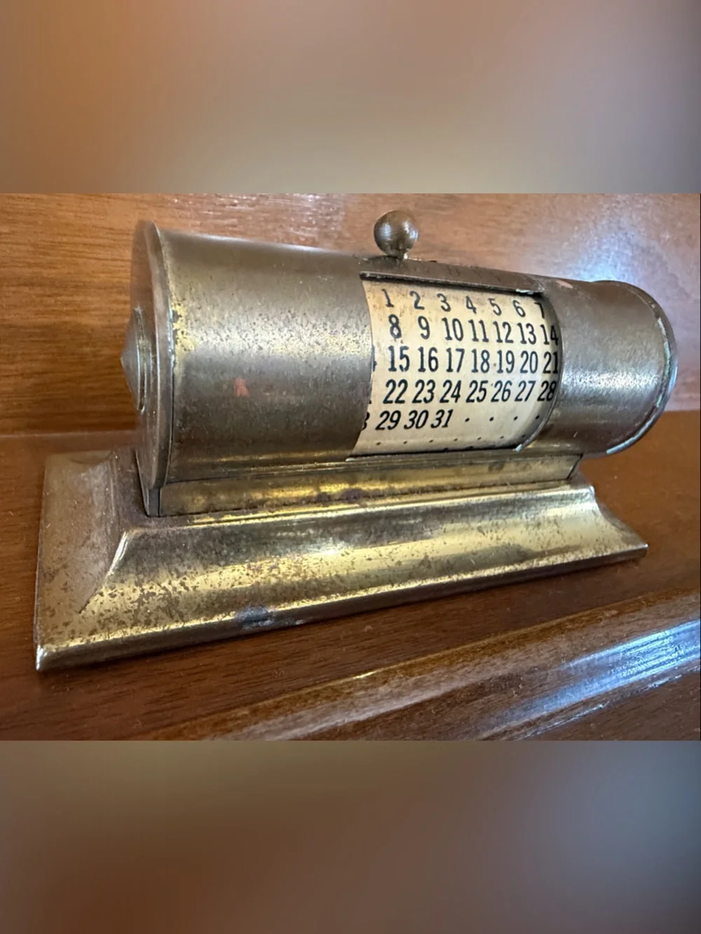 Vintage Brass Perpetual Desk Calendar Mid Century Rolling Date Office Decor